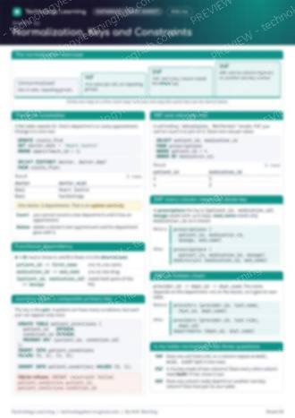 Page 1 of the Normalization, Keys and Constraints cheat sheet